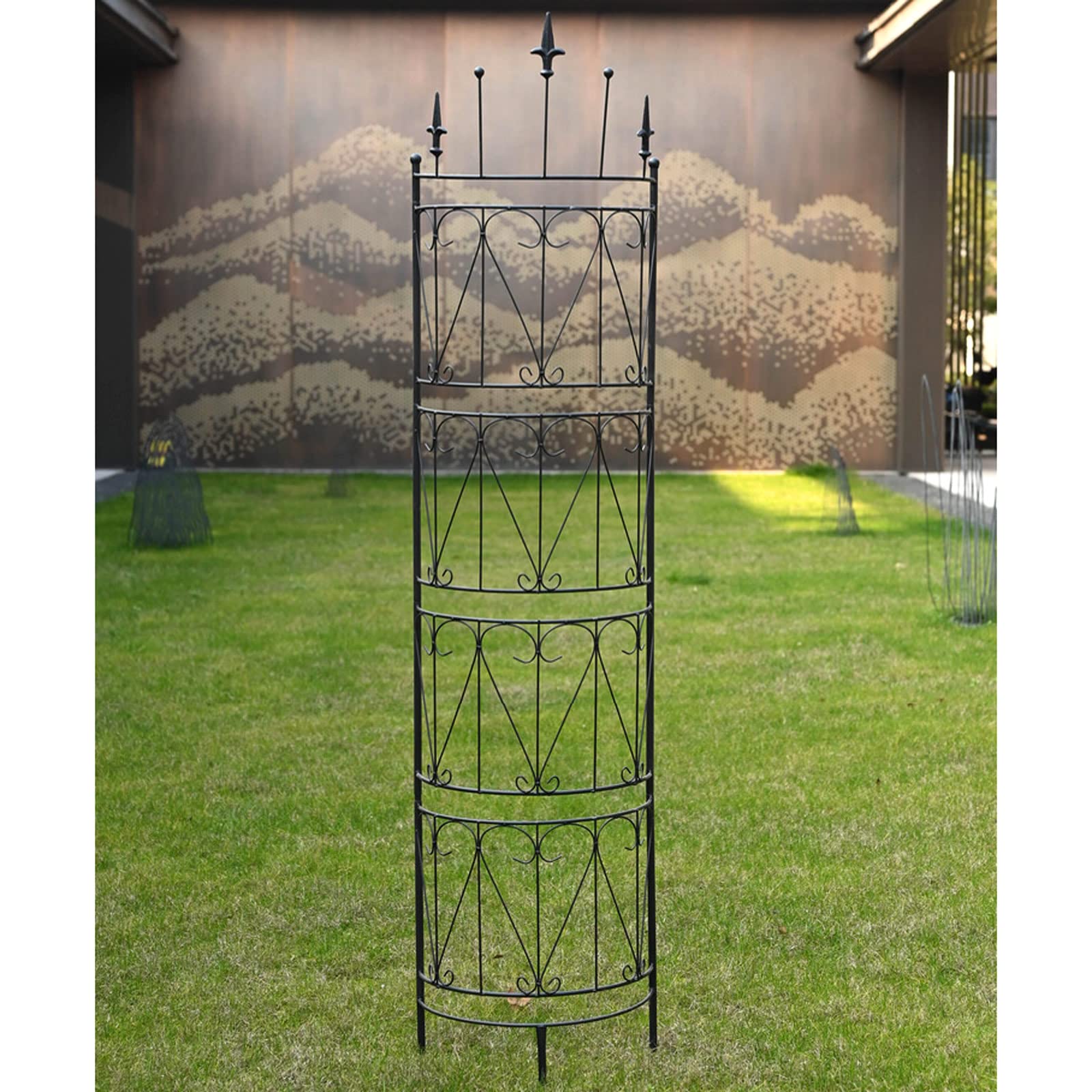 Amazon | つる植物用の半円筒形ガーデントレリス、金属オベリスク