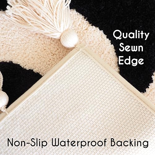 Miniatura 7 de Evovee Alfombra de baño de estilo bohemio con borlas, alfombra de baño con borlas y diseño de media luna, decoración de dormitorio, baño,
