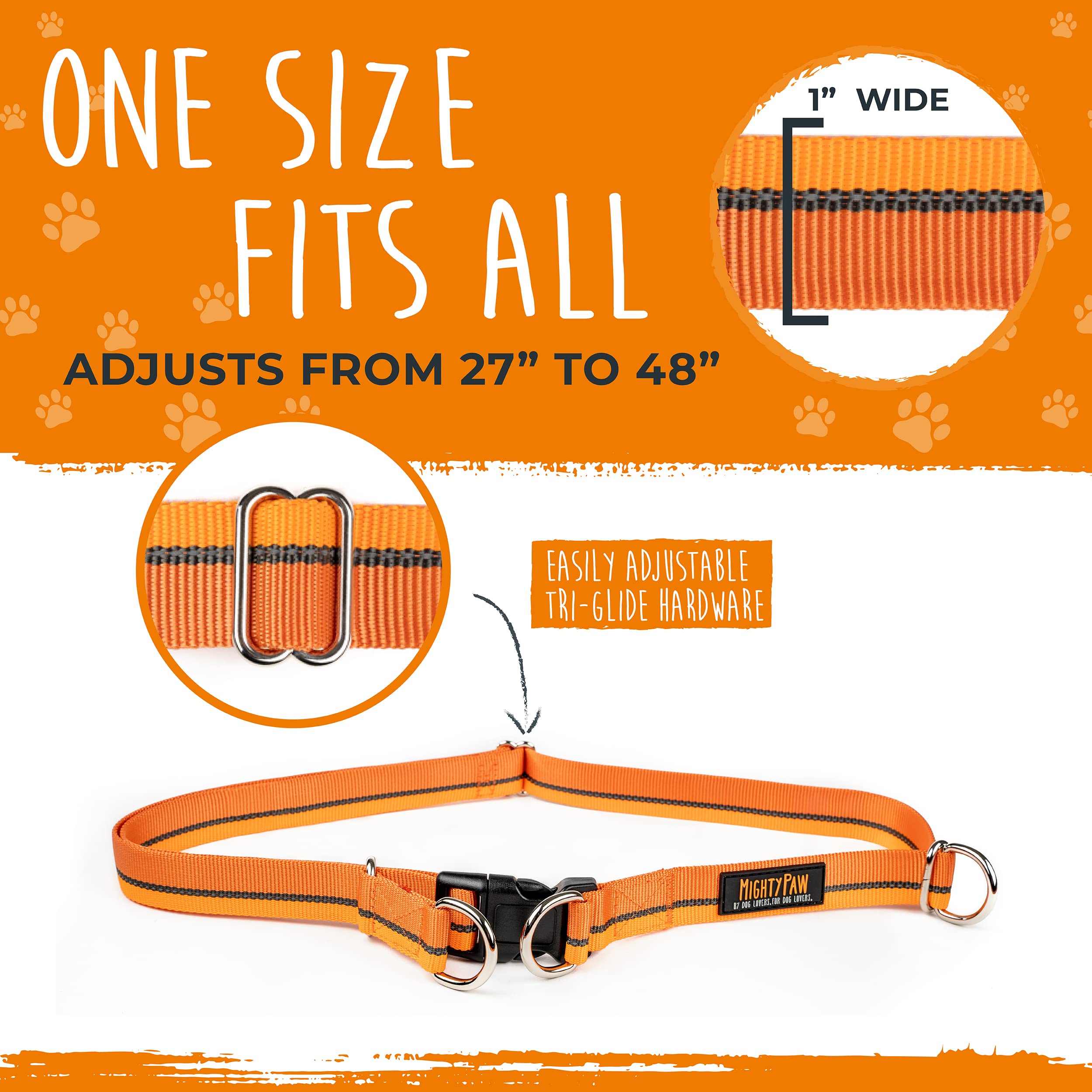 Mighty Paw Hands Free Dog Leash | Bungee Waist Leash for Dog Walking. Pet Running Hands Free Tether for Large, Medium & Small Breeds. Pet Waist Belt (36" - 48") Up to 150 lbs - Orange - image 5