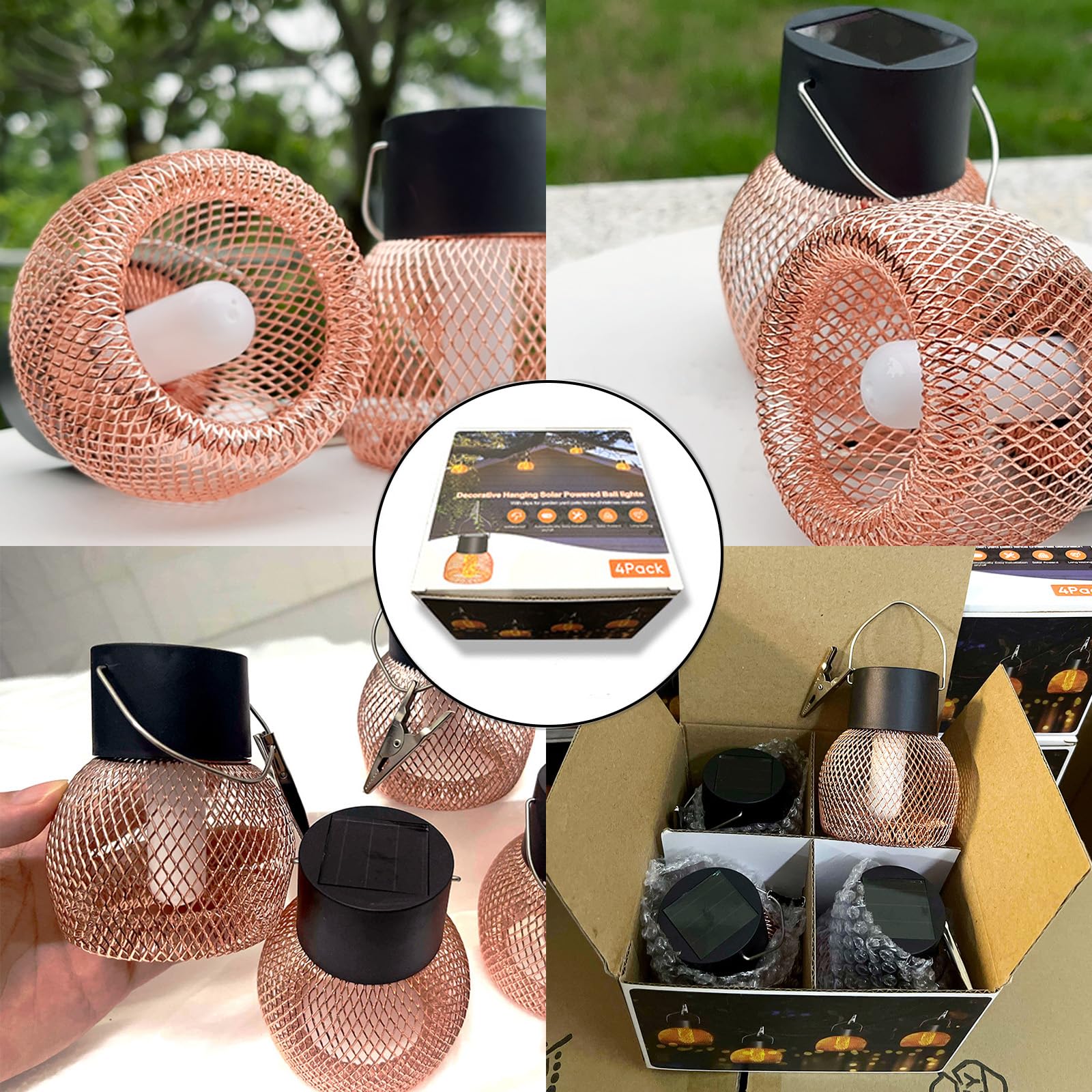 Solarne migoczące lampiony, metalowe, wodoodporne, dekoracyjne lampy wiszące z realistycznym efektem płomienia, do ogrodu, na patio i ścieżkę, 4/8 szt., 8 szt. (8)