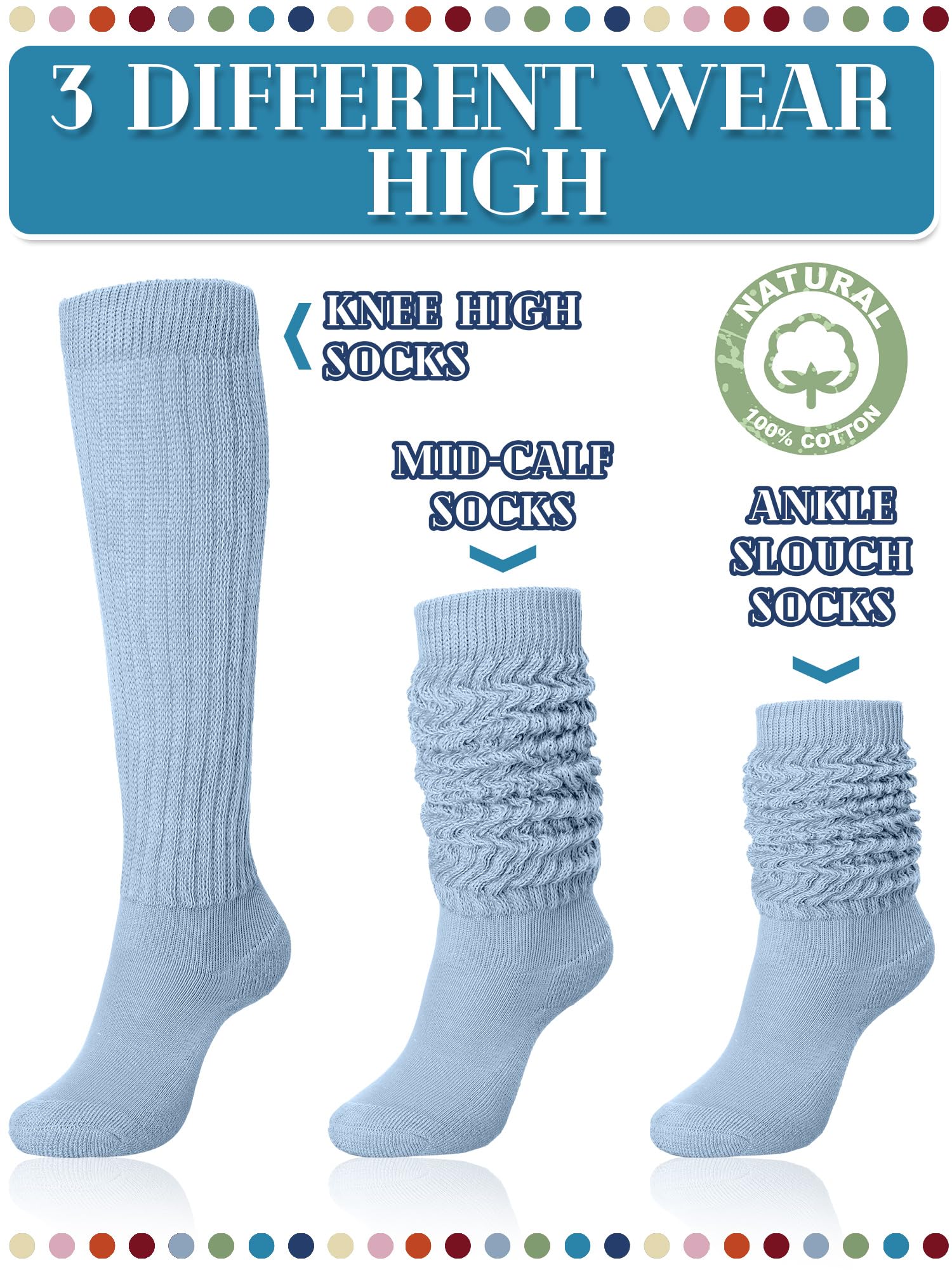 Jeyiour Chaussettes Chaussettes Femme (lot de 8)