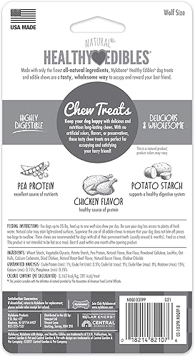Miniatura 6 de Nylabone Healthy Edibles - Premios para perro para masticar, todo natural, larga duración, 2 unidades sabor pollo (Chicken) tamaño medianoWolf