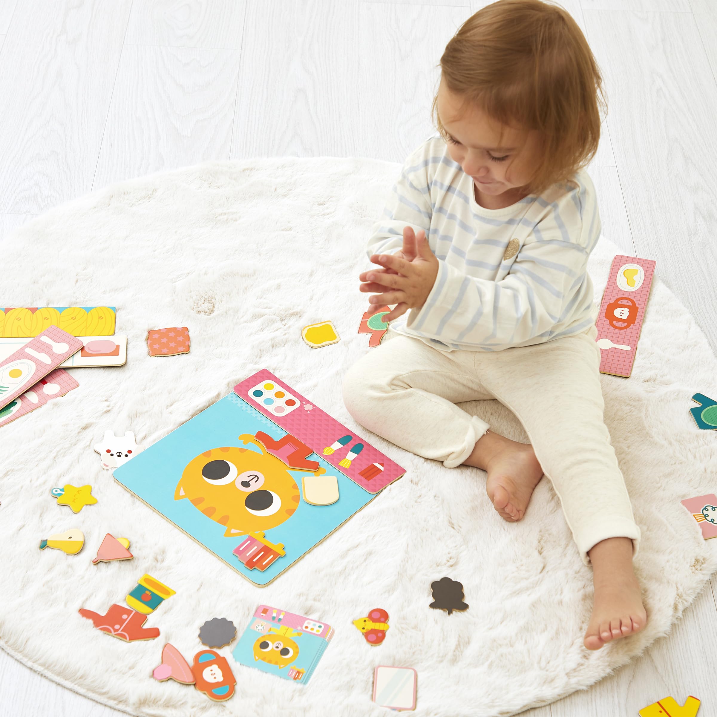 Janod - Spiel Routinen und Rituale des Tages - Magnetische Lerntafel - Organisiere deinen Alltag - 7 Modell-Lernkarten - 1 magnetisches Spielbrett - 30 Magnete - Ab 2 Jahre - J05446