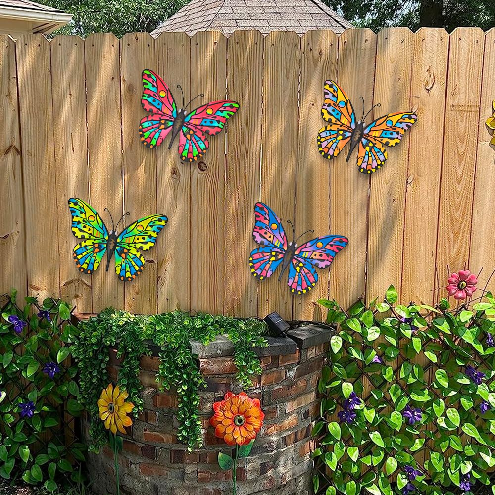 Sdmax Lot De 4 Décorations De Jardin En Forme De Papillon Coloré Pour