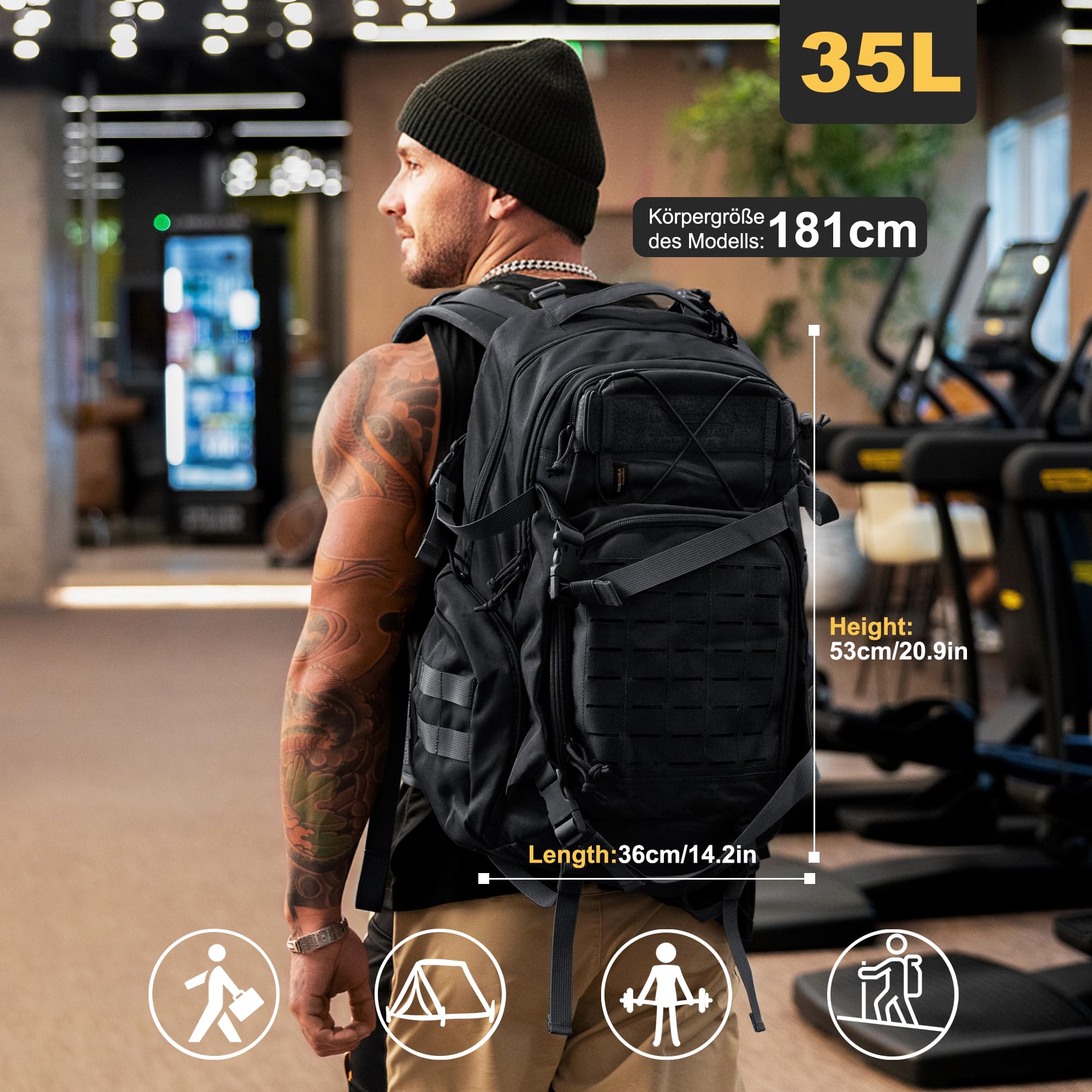 Mardingtop 35L Molle rucksack Militär rucksack wanderrucksack Taktischer Rucksack herren trekking rucksack Cordura-Rucksack für Wandern, Bergsteigen, Überleben