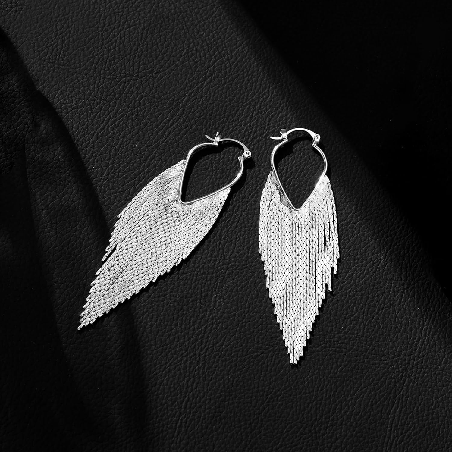 Ritach Silver Golden Tassel Earrings Dangling for Women Long Golden Formal Fringe Dangle Earrings Statement Chain Chandelier Trendy Jewelry for Party Prom - Image 6