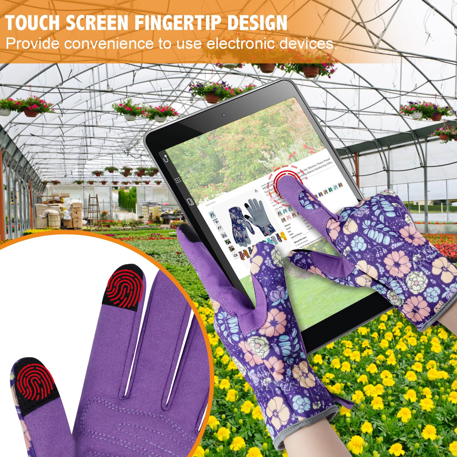 Guantes de jardinería de cuero para mujer guantes de jardín a prueba de espinas regalo para el día de la madre diseño pantalla táctil guantes de trabajo resistentes para plantar, cavar, podar
