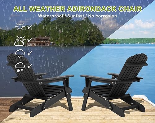 Miniatura 6 de BIQWBIC Silla plegable Adirondack, silla de césped resistente a la intemperie, sillas modernas para fogatas al aire libre, sillas para patio,