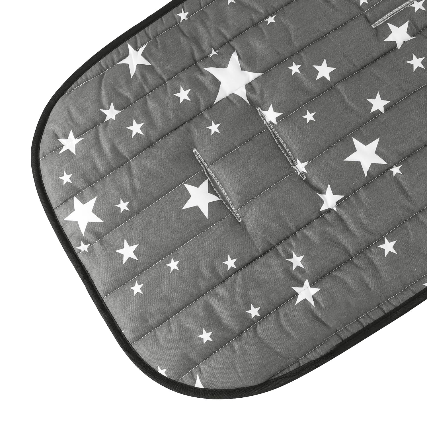 Doublure de siège de poussette pour bébé - Coussin universel respirant pour poussette - Coussin de poussette en coton épais - Housse de siège pour voiture (étoiles grises)