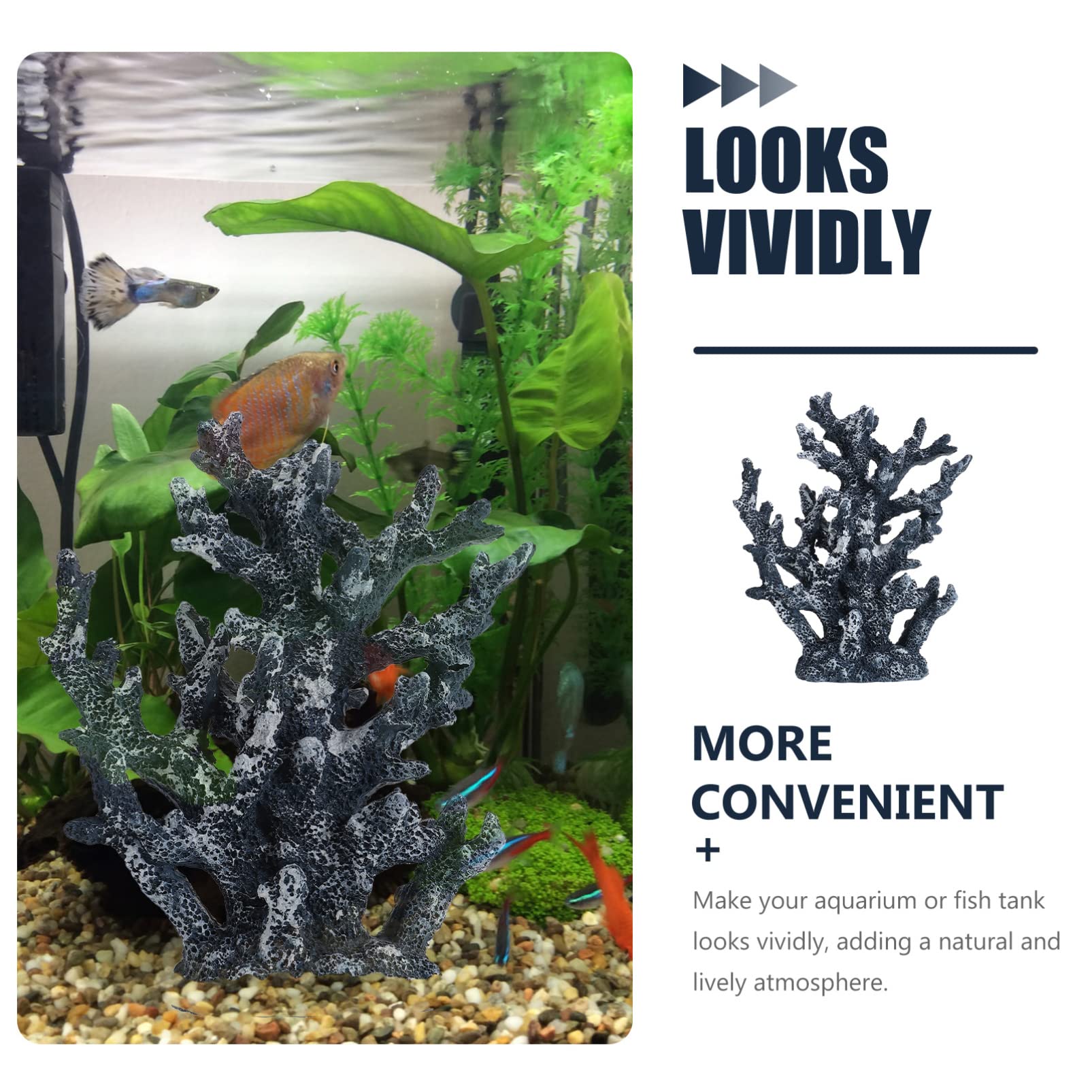 Veemoon Corail Artificiel Décoration Bleue en Résine pour Aquarium Ornement | Décoration D’aquarium, Résine, pour Bac à Poissons, Paysage de Bureau, Finition Bleue