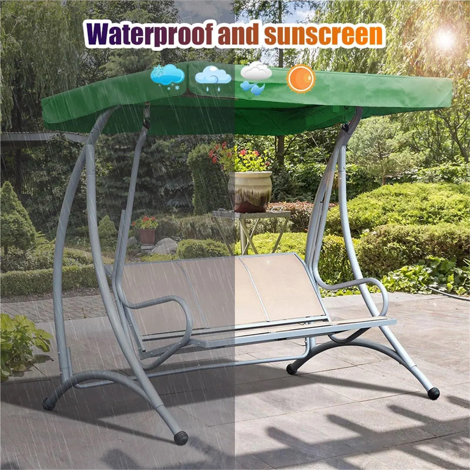 Ersatz-Verdeck für Gartenschaukel, Polyester-Schaukelüberdachung – Schwarz/Braun, 191 x 120 18–23 cm