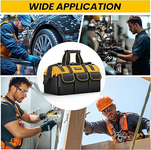 Miniatura 4 de Bolsa de herramientas, organizadores de herramientas de boca ancha de 15 pulgadas, bolsa de herramientas grande de 600 denier para bricolaje y