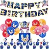 44Pcs Sonic Birthday Party Decorations for Boy,Cartoon Sonic Happy Birthday Banner,Sonic Latex Party Balloons Cake Toppers Hanging Spiral for Kids Boys Girls Sonic Theme Birthday Party Supplies