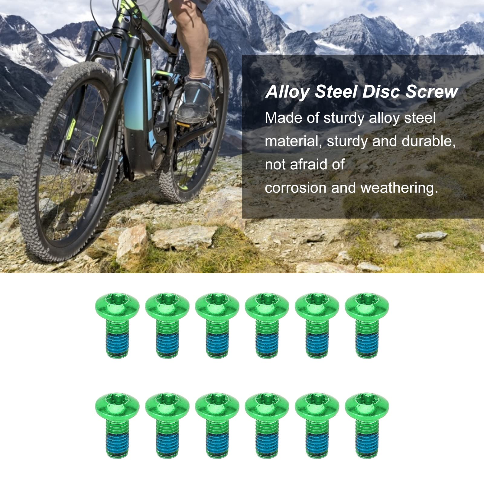 RiToEasysports 12Pcs Bike Brake Disc Screws Alloy Steel M5x10mm Bicycle Disc Brake Rotor for Mountain Bikes Road Bikes(green) Bicycles And Spare Parts Bicycles And Spare Parts - Image 4