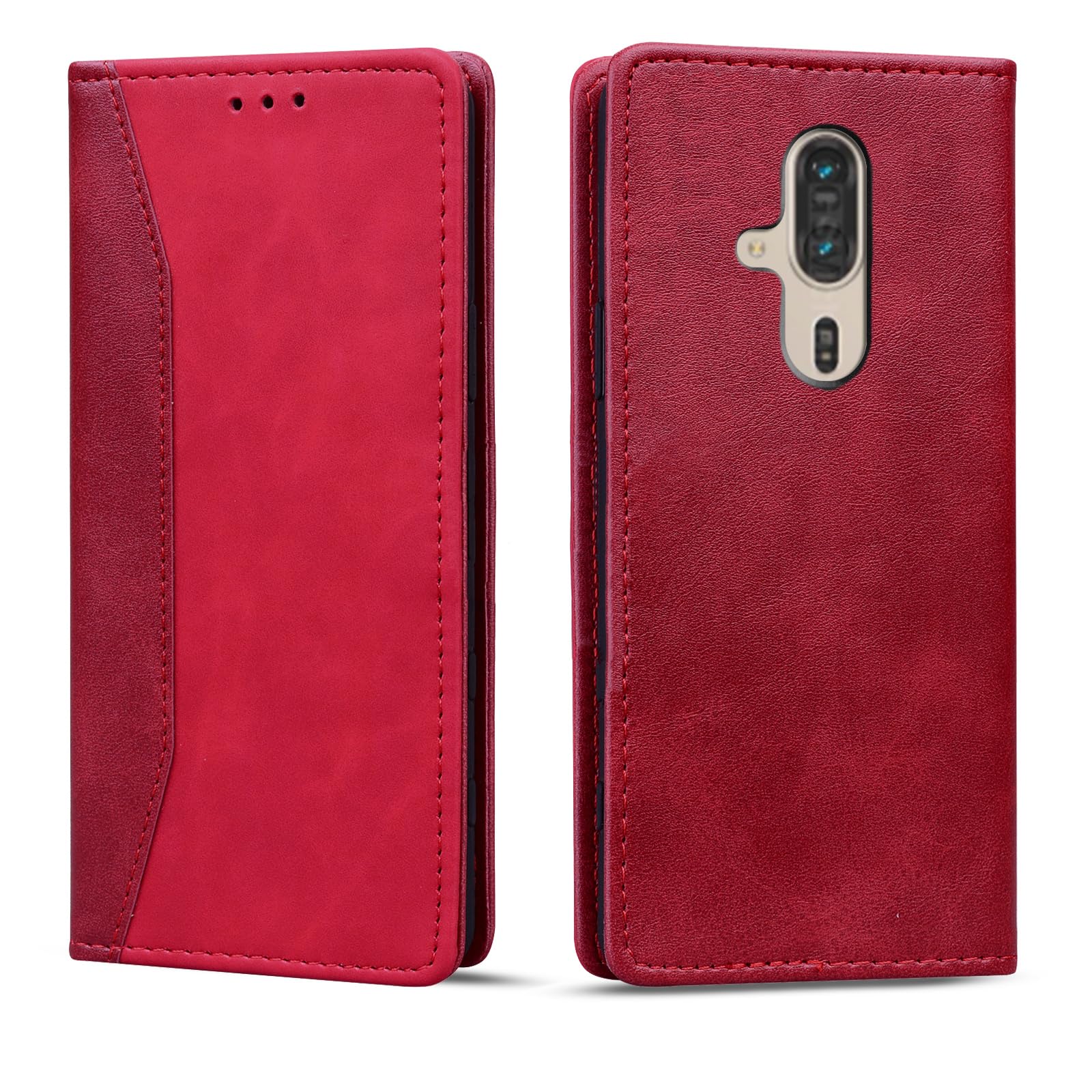 Torske と互換性がある らくらくスマートフォン F-53E スマホケース 適合 らくらくホン F-53E ケース らくらくスマートフォン F-53E ケース 手帳型 内蔵マグネット開閉式 ベルトなし ドコモ らくらくほんf53e カバー f53e手帳型ケース カードポケット 防水 折り畳み式 横置き機能 便利 らくらくフォンf-53e カバー (レッド)