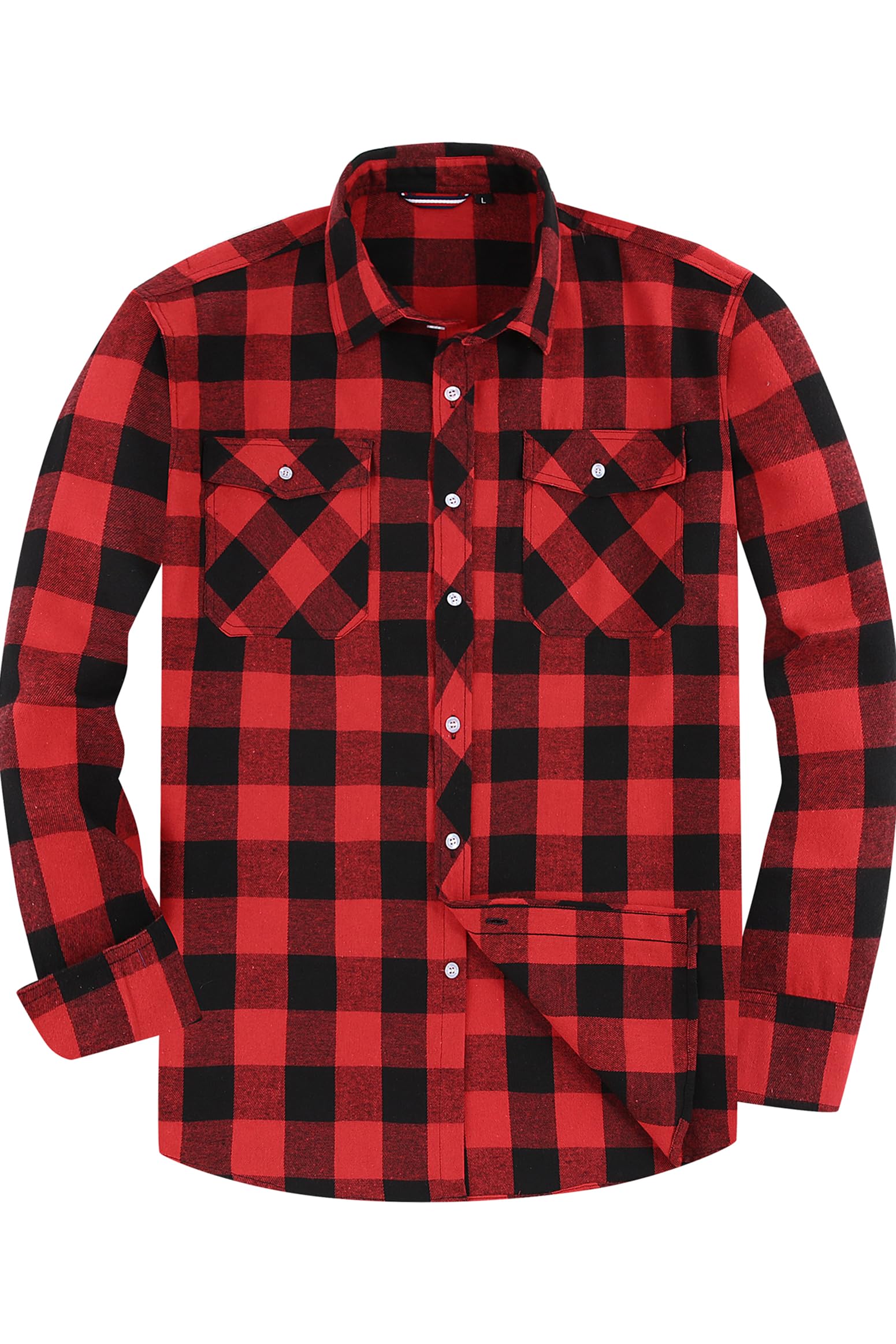 Mens Flannel Plaid Shirts Long Sleeve Button Down Casual Shirt Regular Fit with Pockets