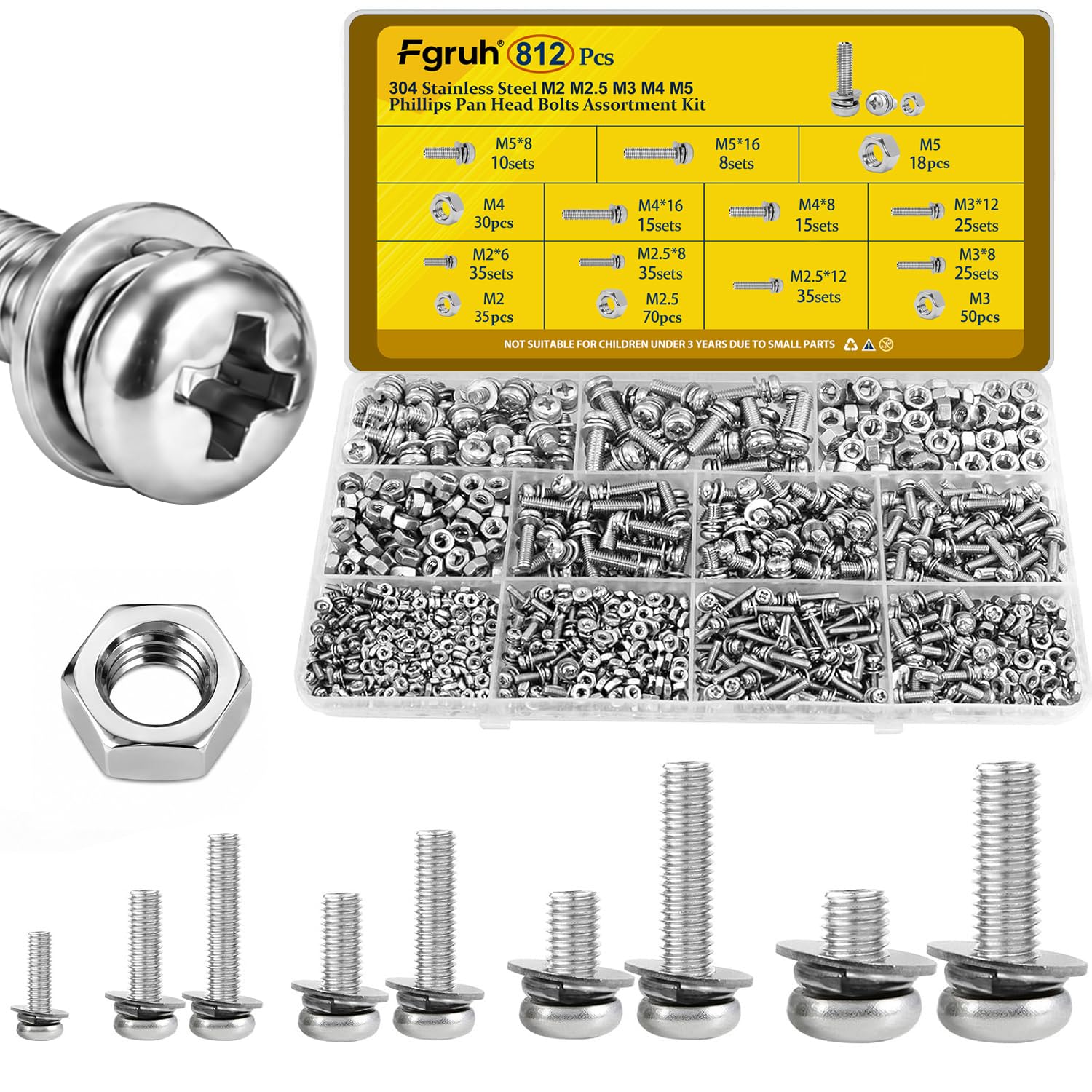 1220PCS M3 M4 M5 M6 Metric Hex Socket Head Screws Assortment Kit — Amazon image 17
