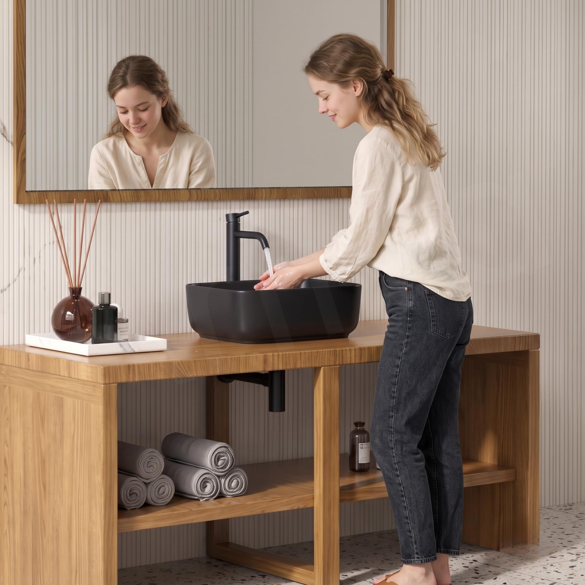 Artiva Black Ceramic Wash Basin - Rectangle Sink -3 Artiva Black Ceramic Wash Basin - Rectangle Sink -3