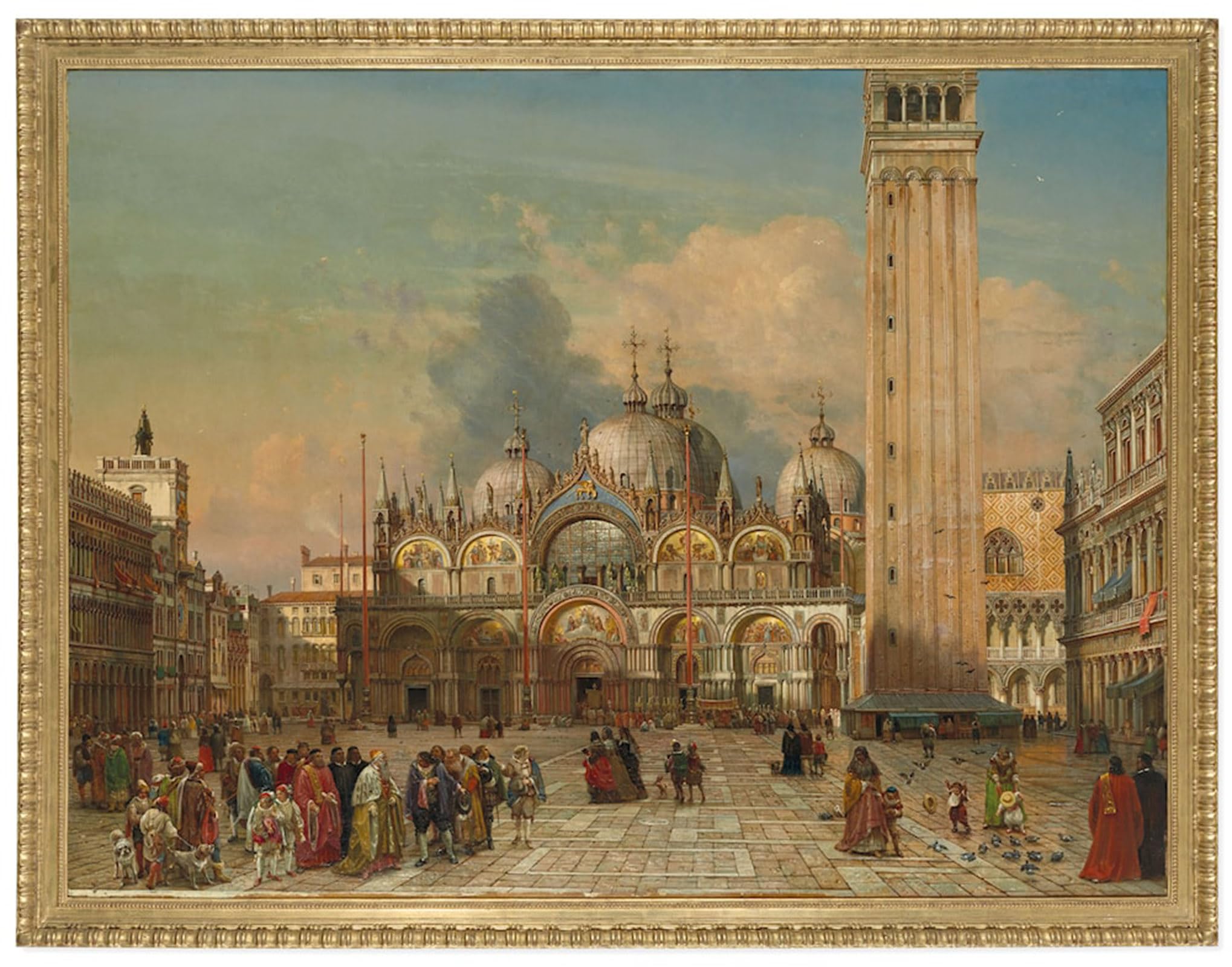 SERENDIPITP Retro Picture Poster Wall Art Pictures Painting St. Mark's Square in Friedrich Nerly the Younger Wall Art Canvas Print for Wall Decor 60x90cm