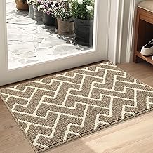 Biscpro Indoor Door Mats,50x80cm Door Mat Non Slip Backing,Dirt Trapper Mat Absorbent Non-Slip Doormat for Entrance,Inside,Kitchen,Front Back Door,Pets and Garden-Beige