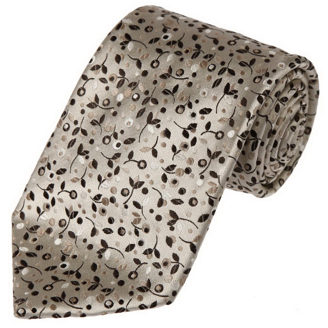 fashionon Floral Print Stylish Ties Brown Neckties Valentines Dad FAA2066 Burly Wood,Root Beer Jacquard Woven Silk