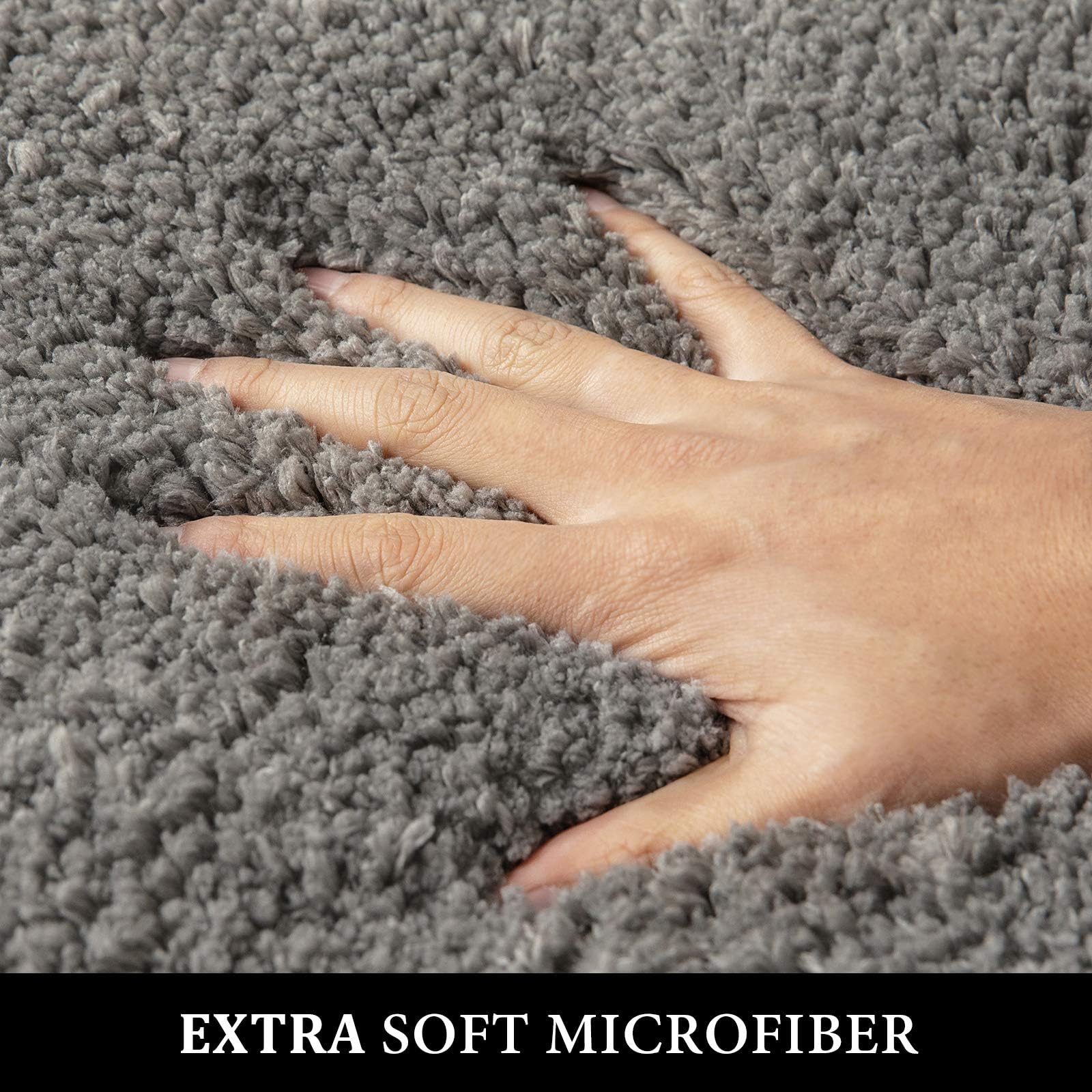 MIULEE WC-Vorleger, U-förmig, Mikrofaser, Badematte, 61 x 61 cm, Grau | Saugfähig, rutschfest, schnell trocknend, flauschiger Badteppich für Badezimmer, Boden, Badewanne, Dusche, maschinenwaschbar