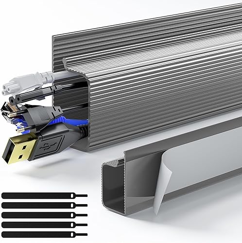 Miniatura 10 de Delamu Organizador de cables de 157 pulgadas debajo del escritorio, seguro y ordenado debajo del escritorio, organizador de cables para el hogar y