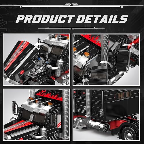 Miniatura 3 de Mould King Bloques de construcción de juguete para camión de remolque 17011, 1250 piezas de ladrillos MOC, juguetes de remolques de carretera, kits