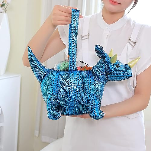 Miniatura 6 de DearSun Cesta de dinosaurio personalizada para caza de Pascua, bolsa de dulce o truco, cesta de regalo de Halloween con nombre bordado (dinosaurio