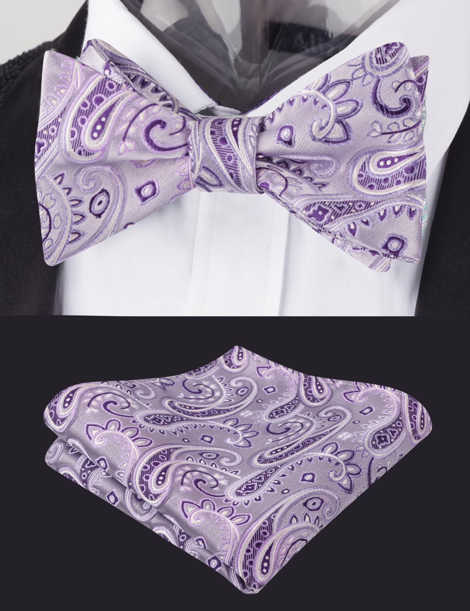 Alizeal Juego de pajarita para hombre, diseño de cachemira, jacquard, para negocios, boda, fiesta, con pañuelo