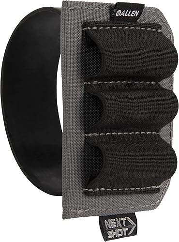 Allen Next Shot - Soporte para escopeta de 3 carcasas para calibre 12, 16, 20, banda de silicona, negro/gris