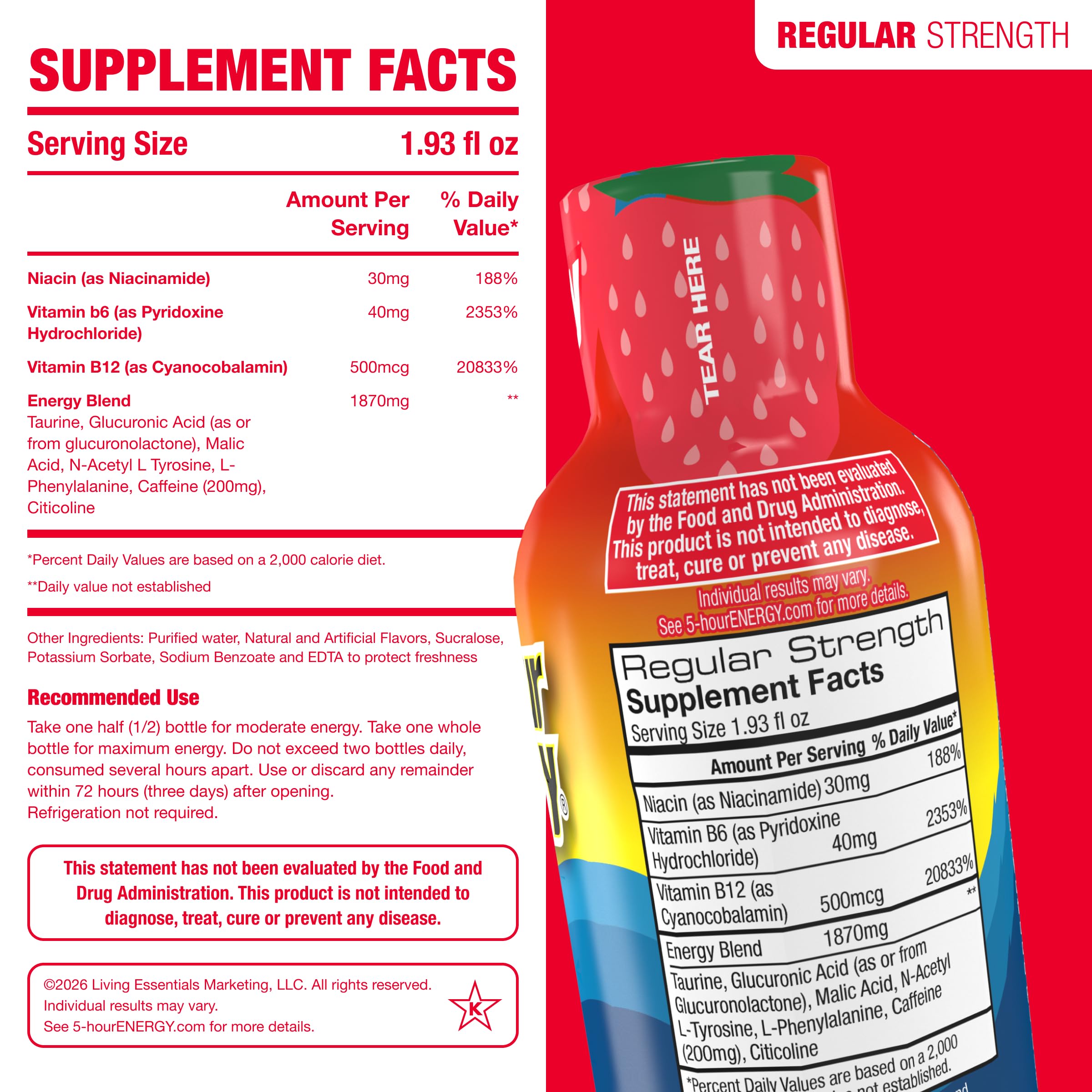 5-hour ENERGY BERRY Flavor, 30 Count, Regular Strength Energy Shot — Amazon image 2