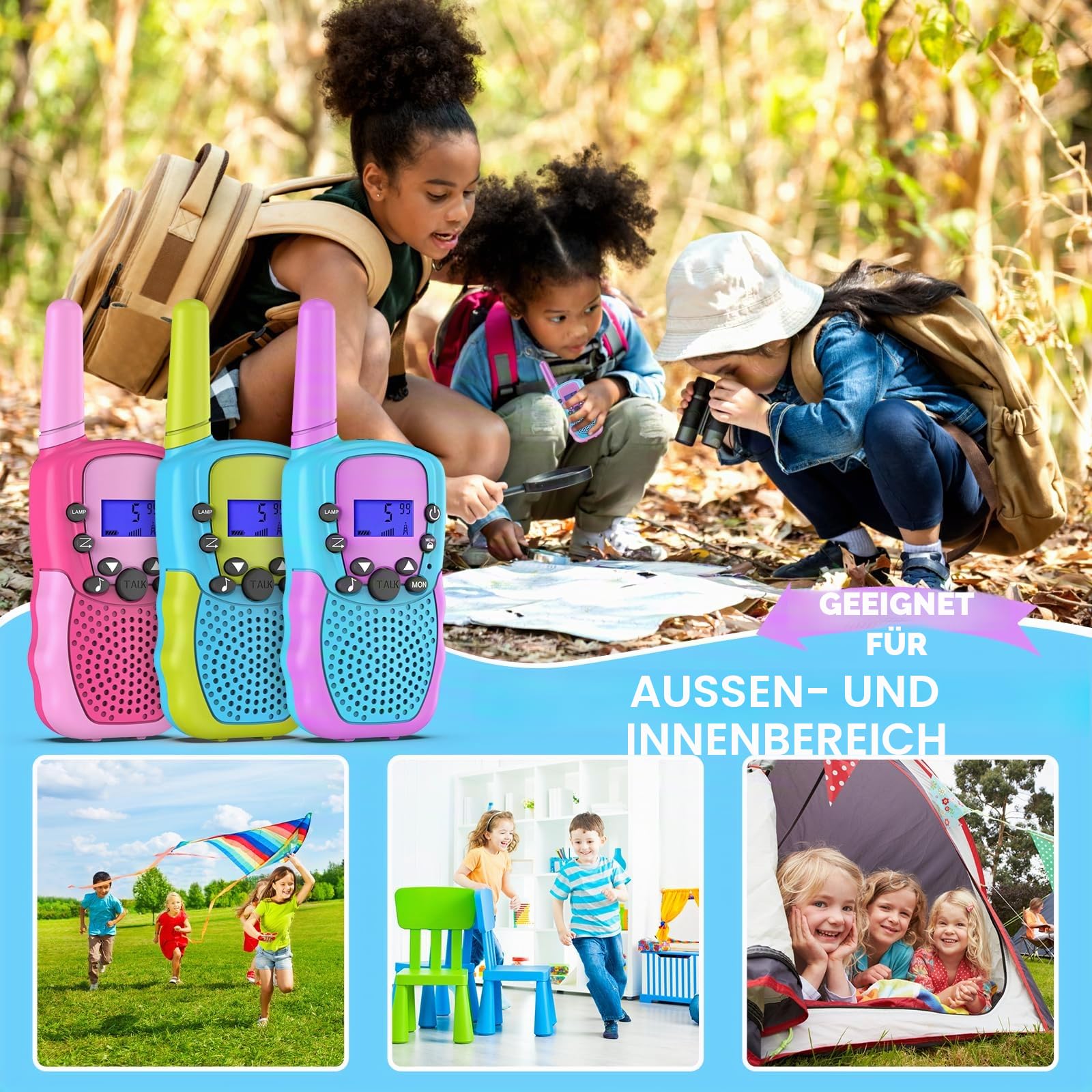 Selieve Spielzeug für 3-12 Jährige Mädchen oder Jungen, Walkie Talkies für Kinder 3er Set 3 KM Reichweite Spielzeug für Innen Draußen Aktivität Stem,Geschenke für 3-8 jährige Jungen und Mädchen