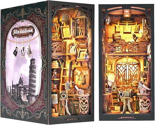 Miniatura 1 de ASLOWSNAIL Kit de rincón de libros, casa de muñecas DIY Booknook Insertar estantería 3D rompecabezas de madera para decoración de libroshabitación,