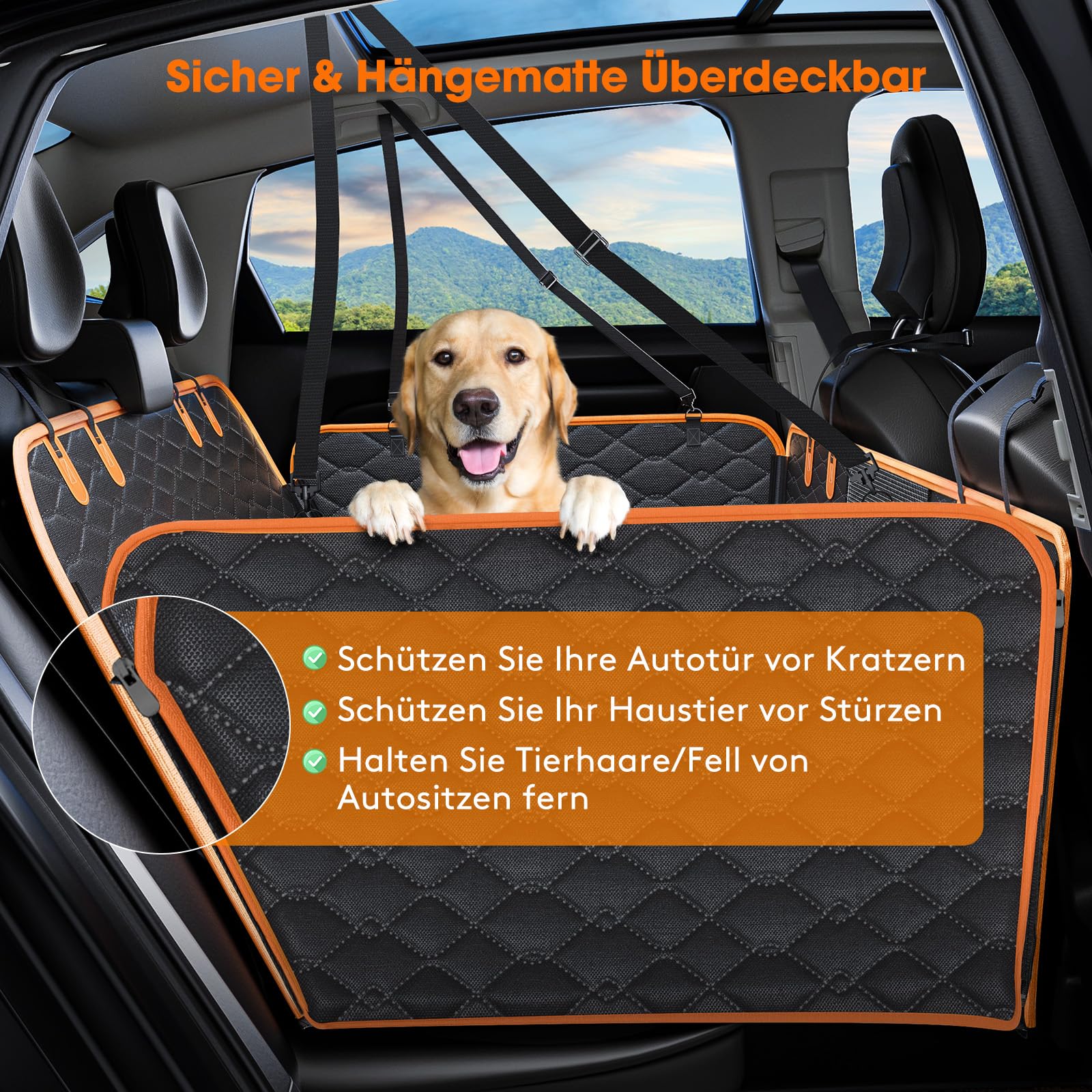 JOEJOY Coprisedile Auto per Cani,Telo Auto per Cani Impermeabile Antigraffiato e Antiscivolo con Finestre a Maglie, Telo Macchina per Cani per Animali per Auto Nero