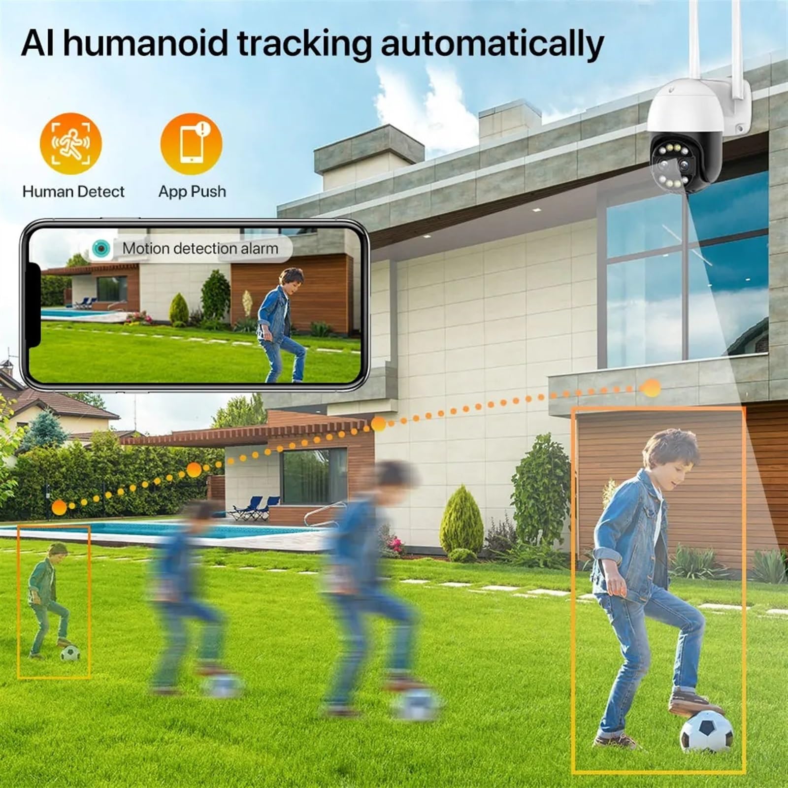 Kamery Monitoringu, Kamera IP 4K 8MP 2.8 + 12mm podwójny obiektyw 8X Zoom kamera PTZ zewnętrzna kamera telewizji przemysłowej 2K automatyczne śledzenie nadzór P2P(8MP 32G Card)