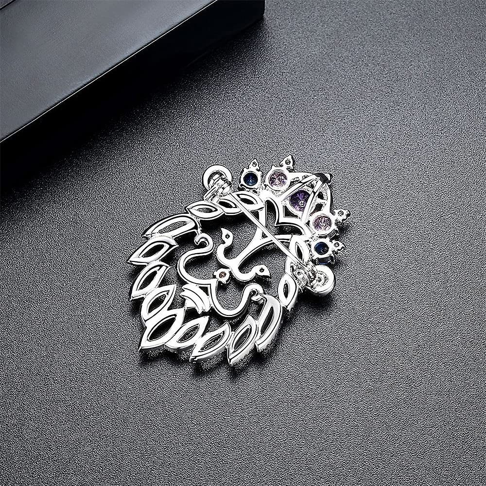 Broche de león para Mujer, de Moda, con circonitas Coloridas, Corona, Broche para Solapa, joyería de Regalo