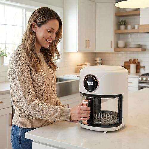 Miniatura 6 de Freidora de aire de vidrio de 4.7 cuartos de galón, freidora de aire de vidrio visible de 360 no tóxica, modos de cocción preestablecidos 6 en 1,
