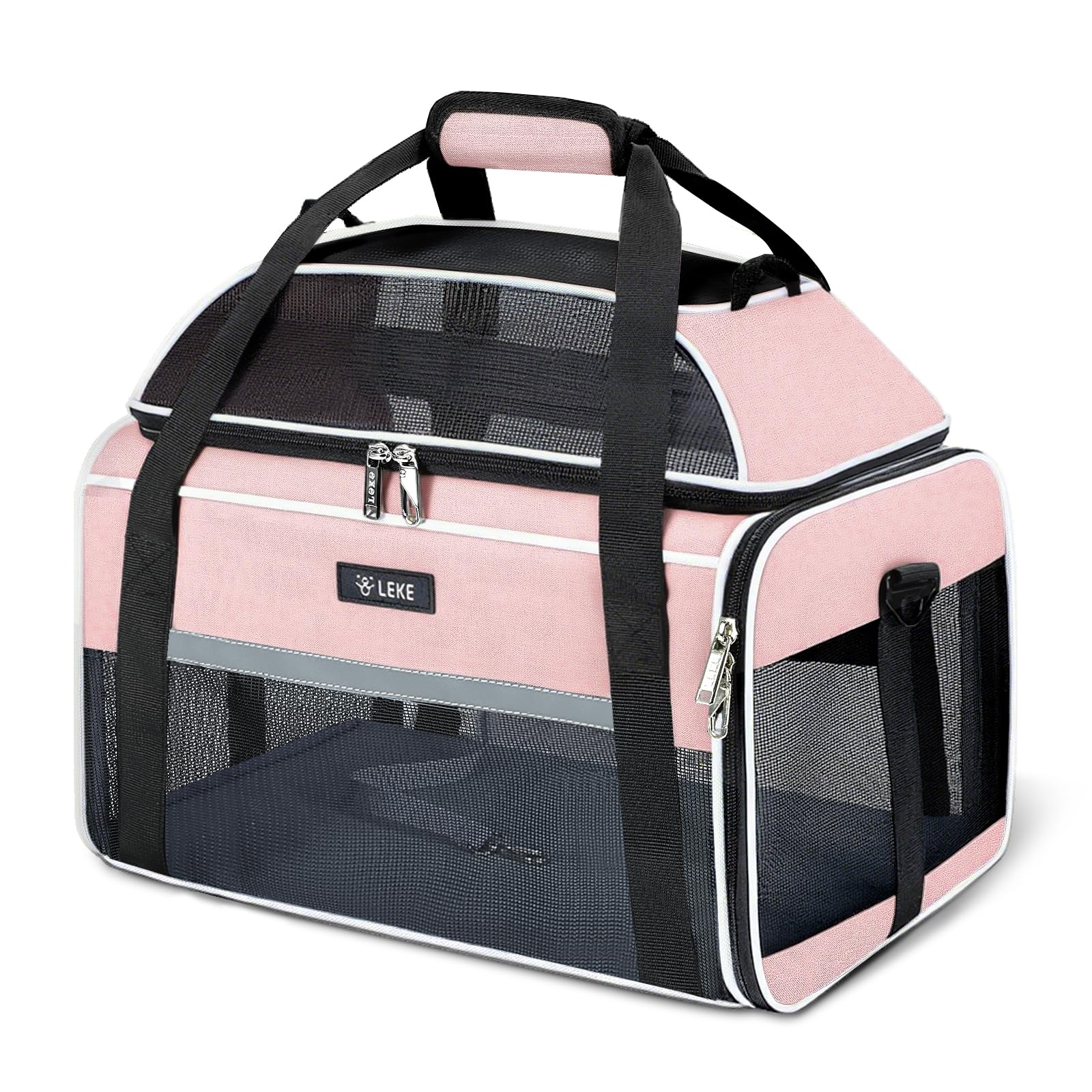 Lekespring Transportin Gato Avión, Bolsa de Transporte para Perros y Gatos, Transportin Perro de hasta 6kg, Caja de Transporte para Mascotas en el Coche Avión o Tren, M, Rosa