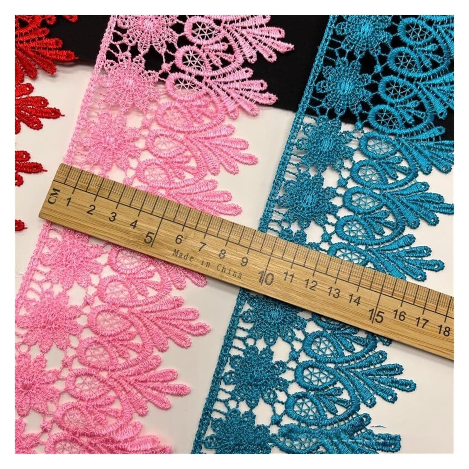 Koronkowa taśma ozdobna, Crochet Floral Lace Trim Ribbon 15 yards 8 cm Multicolor(Coffee)