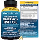 Triple Strength Omega 3 Fish Oil Supplement for Men and Women – 2500 mg High-Potency, Easy-to-Absorb Re-esterified Triglyceride Form, Pescatarian-Friendly DPA EPA DHA Omega 3 Supplement, 180 Softgels