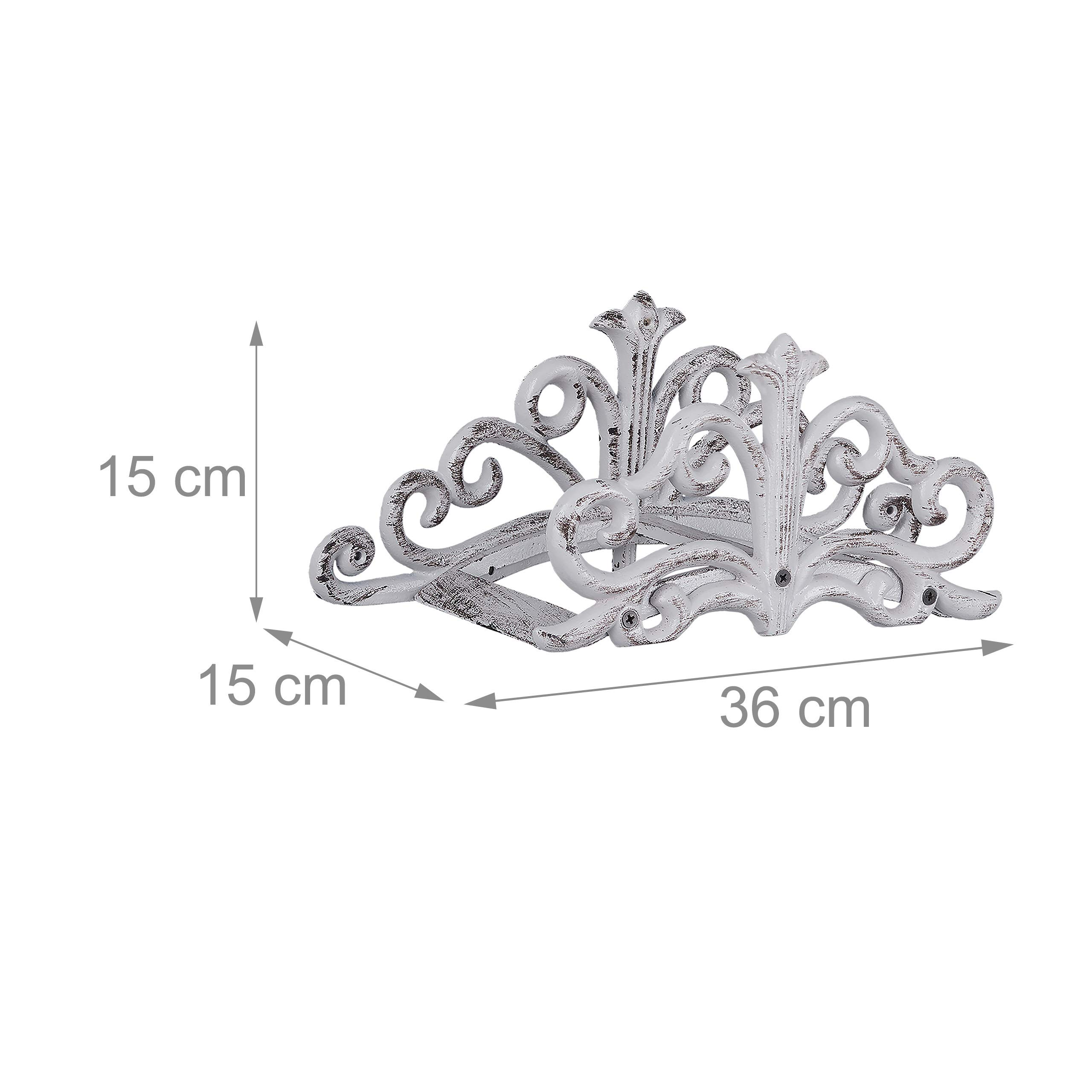 Relaxdays Enrollador de Manguera para Pared, Accesorio de jardinería, Hierro Fundido, 15x36x15 cm, 1 Ud., Blanco