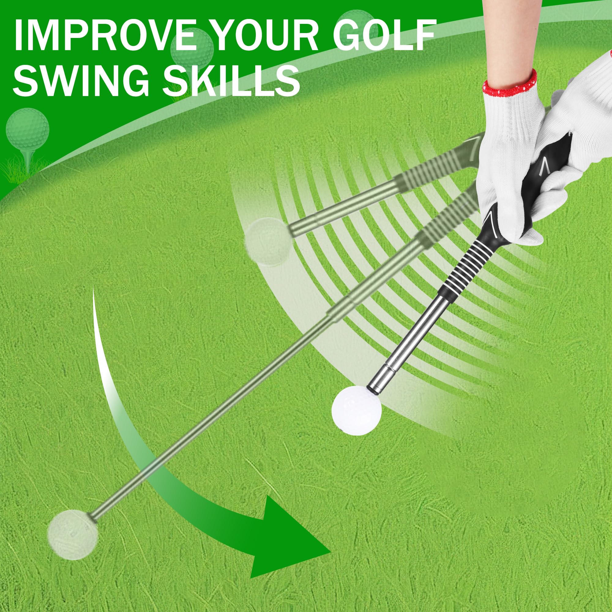 Starvortex Allenatore Telescopico Swing del Golf con Fascia Elasticizzata, Golf Swing Grip, per Allenamento di Battuta di velocità e Forza Principianti, Ideale Come Regalo per Golfisti e Golfiste
