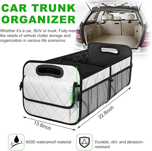 Miniatura 2 de Organizador de maletero de automóvil, bolsa de almacenamiento de maletero con múltiples compartimentos con bolsillos, organizador plegable y