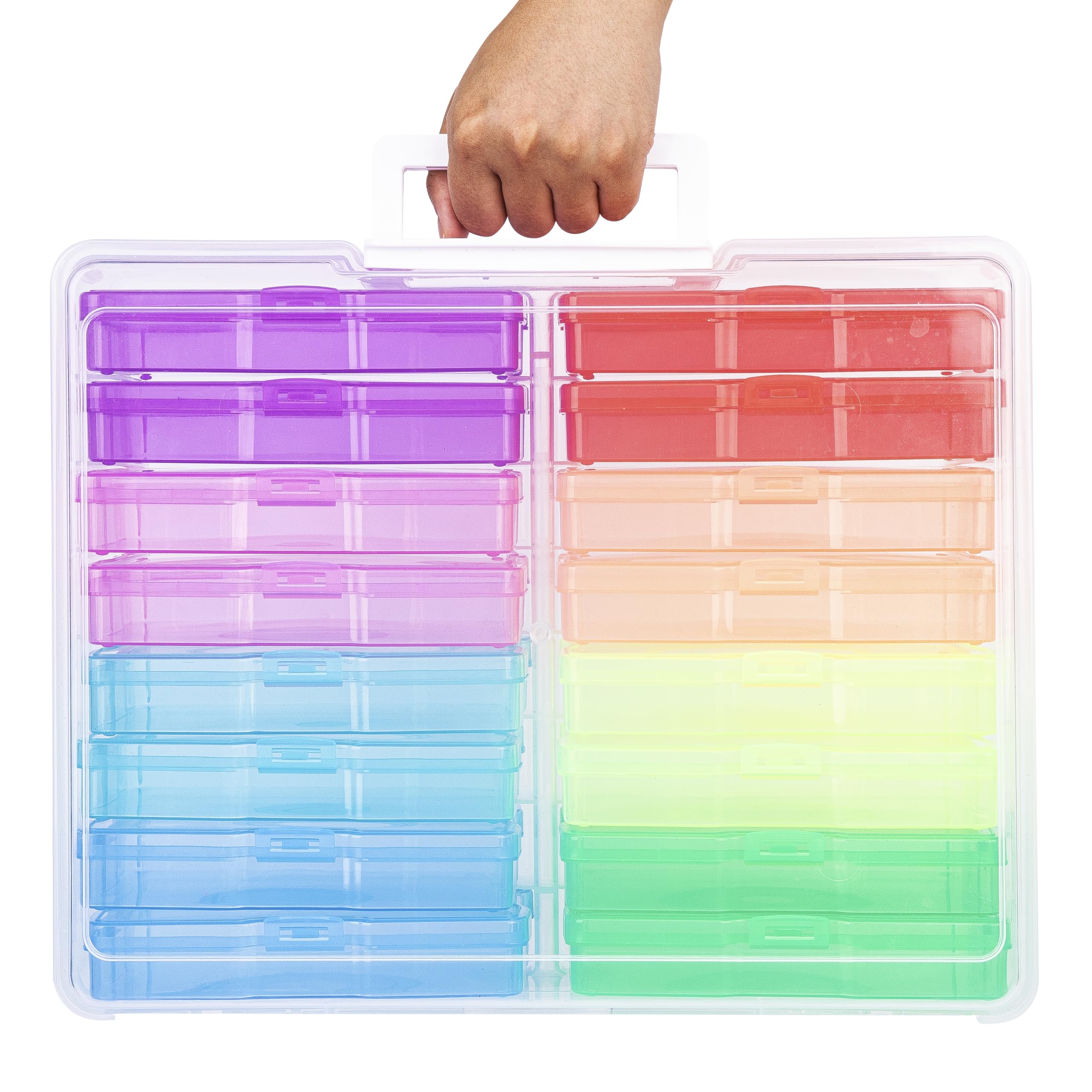 Find Scrapblooms 4×6 Photo Storage Box,Plastic photo keeper With 16 inner 4×6inch photo cases,Card Organzier Craft Storage box for pictures,stamps,