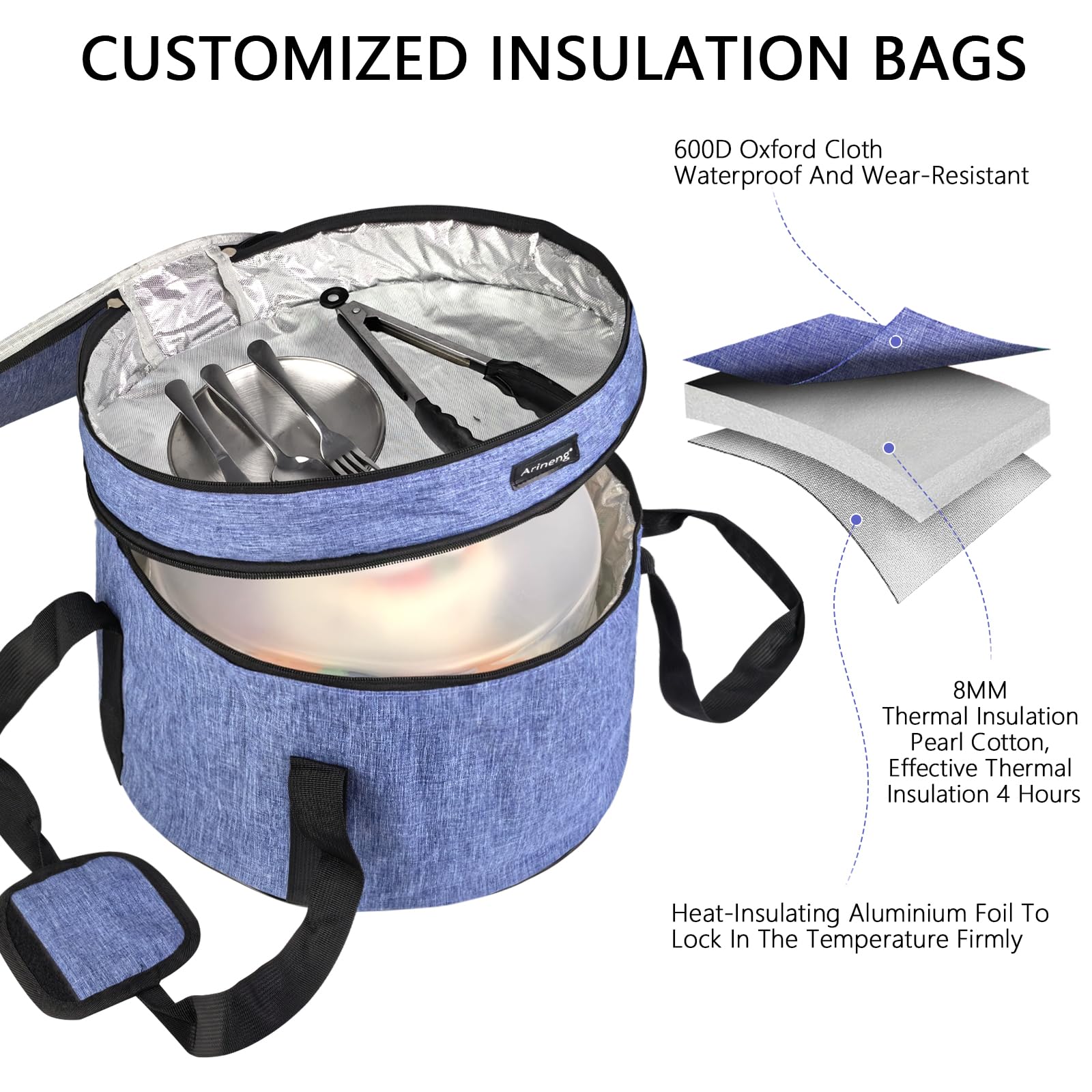 Porta tartas de 12 pulgadas con tapa y asa, contenedor de transporte de pasteles sin BPA, incluye bolsa aislada, soportes para cupcakes y pasteles para una entrega segura de postres (se adapta