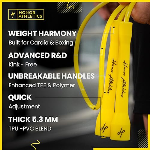 Miniatura 2 de Honor Athletics Cuerda de boxeo profesional 3.0  Cuerda de saltar de 0.209 in para interiorexterior ajustable para boxeo  Ultra duradera, mezcla de