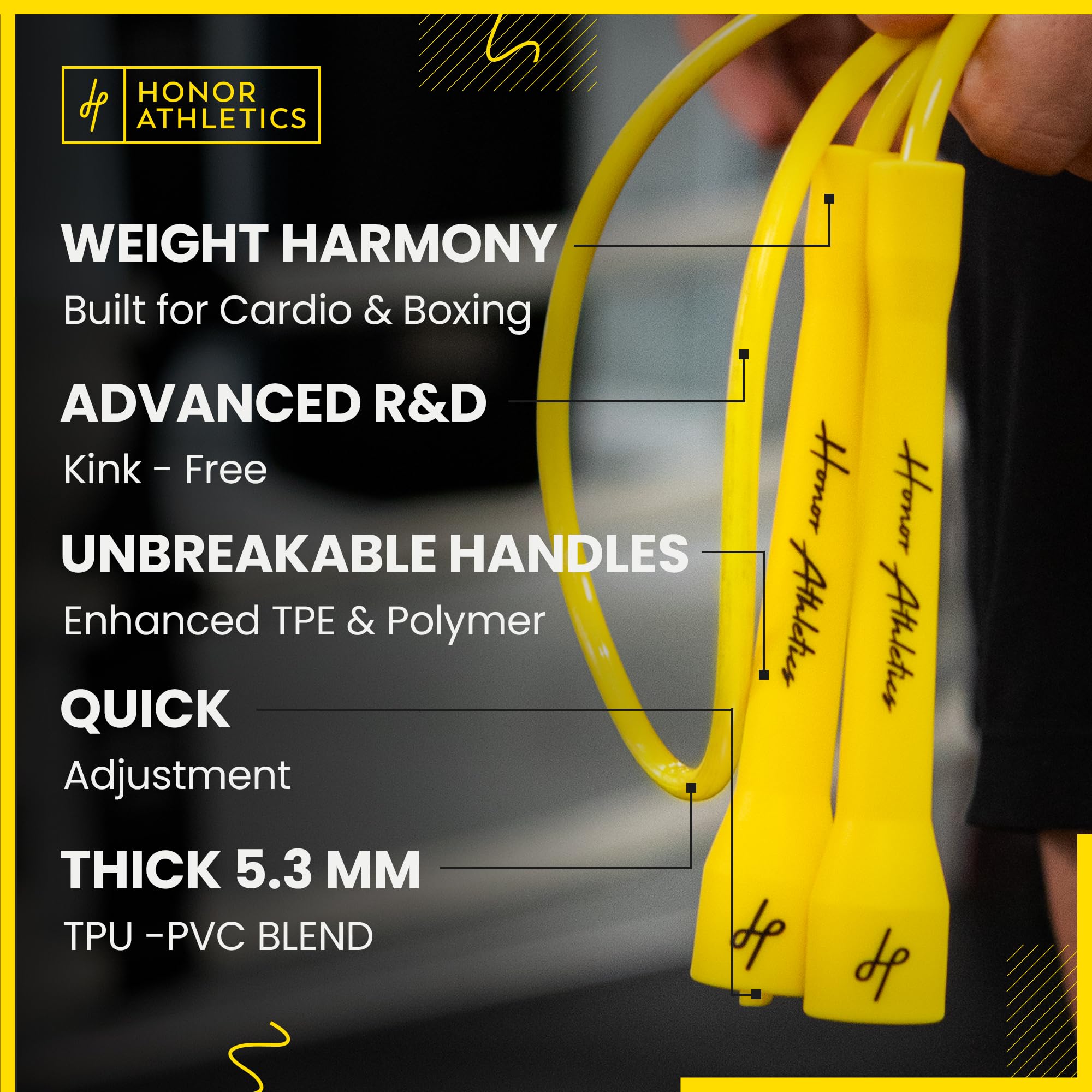 Honor Athletics Springseil-Matte & Pro Boxing Rope 3.0 Set | 6,35 mm Gummimatte & 3,05 m verstellbares Springseil für Boxen, Cardio und Fitness