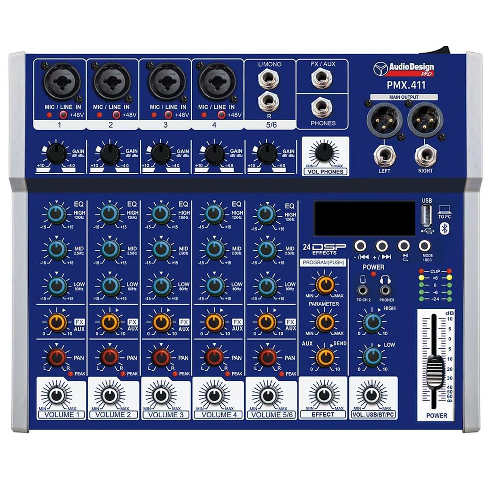 MIXER PROFESSIONALI POLIFUNZIONALI SERIE PMX.411 BLUETOOTH - INGRESSO OTTICO