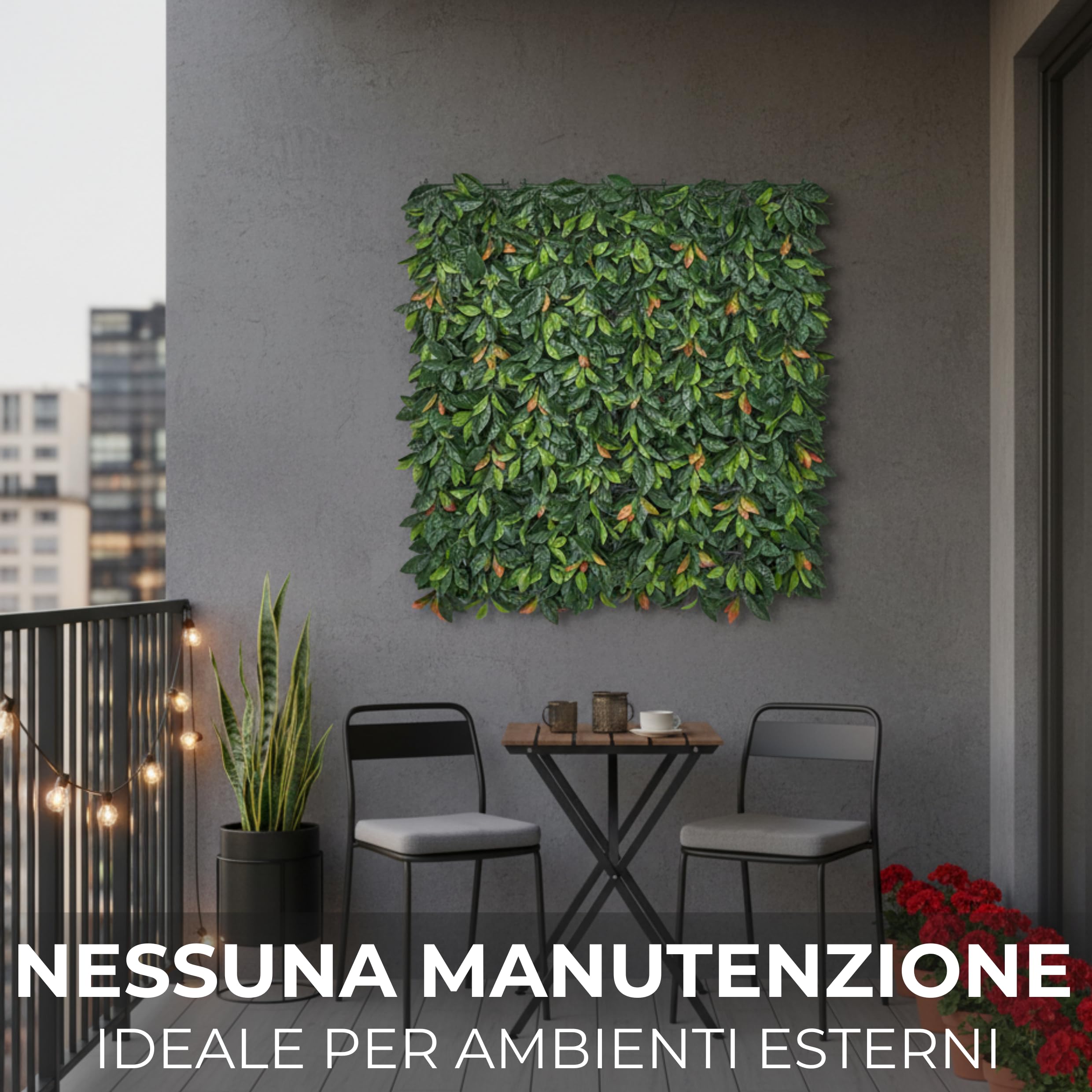 Siepe Sintetica Edera Finta Foglie Sintetiche di Photinia 1x1 MT Anticaduta Lavabile e Resistente ai Raggi UV Ideale per Terrazzi,Giardino,Balcone Ambiente Interno Esterno